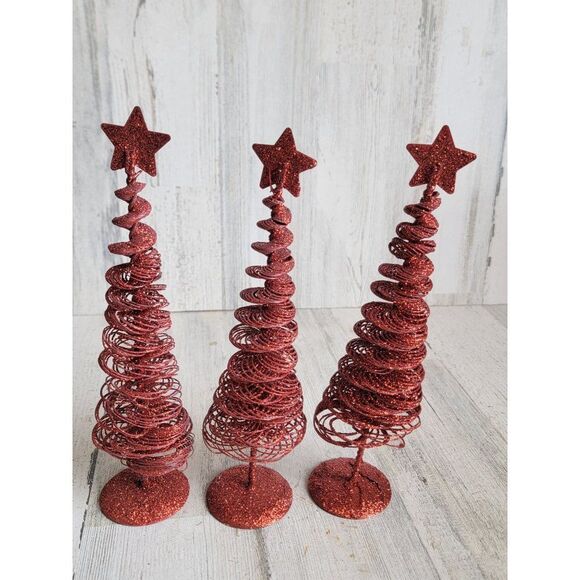 Glitter red star pine tree xmas Home decor metal - Picture 8 of 10